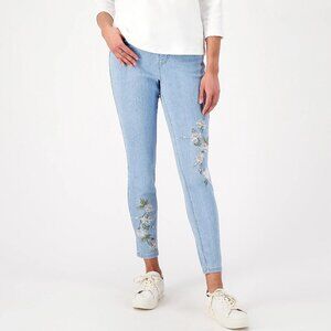 Isaac Mizrahi Live! Light Indigo Petite Pull on Embroidered Size Plus Petite 24